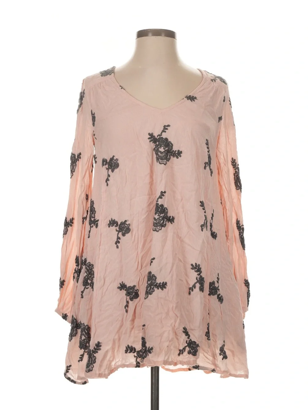 Free People Emma Pink Floral Embroidered Mini Dress size XS